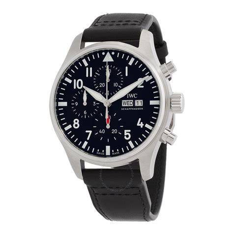 iwc iw378001|IWC Pilots Chronograph Automatic Black Dial Men's Watch .